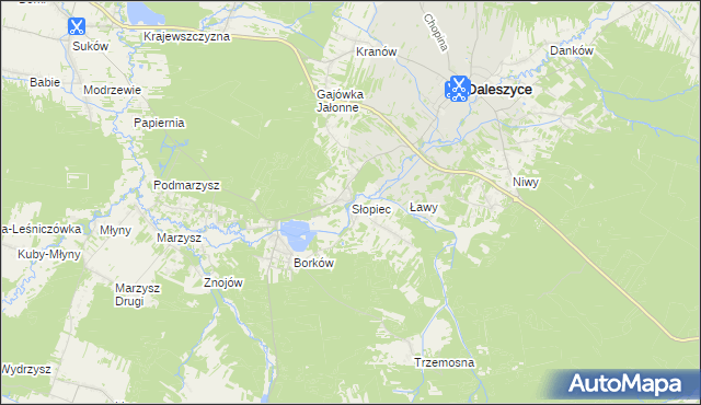 mapa Słopiec, Słopiec na mapie Targeo