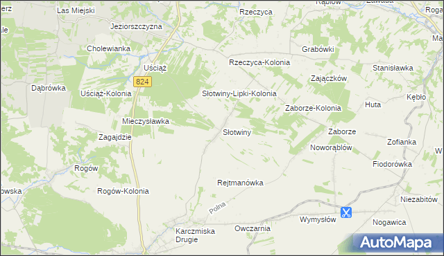 mapa Słotwiny gmina Karczmiska, Słotwiny gmina Karczmiska na mapie Targeo