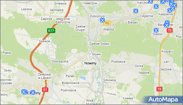 mapa Słowik gmina Sitkówka-Nowiny, Słowik gmina Sitkówka-Nowiny na mapie Targeo