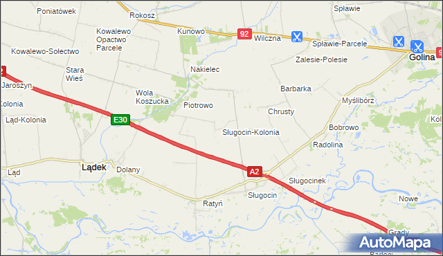 mapa Sługocin-Kolonia, Sługocin-Kolonia na mapie Targeo