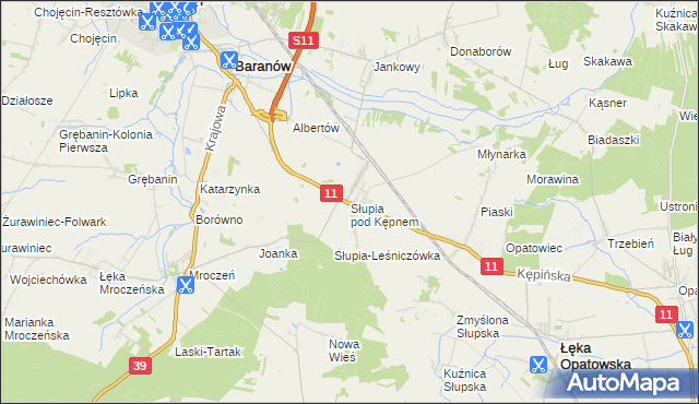 mapa Słupia pod Kępnem, Słupia pod Kępnem na mapie Targeo