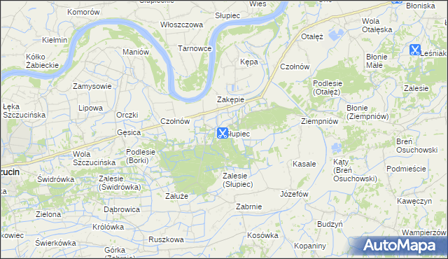 mapa Słupiec gmina Szczucin, Słupiec gmina Szczucin na mapie Targeo