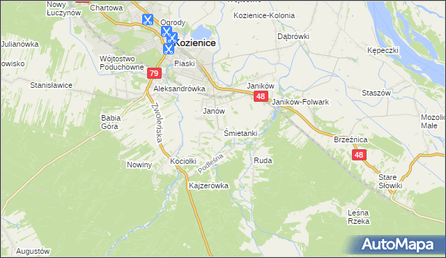 mapa Śmietanki, Śmietanki na mapie Targeo