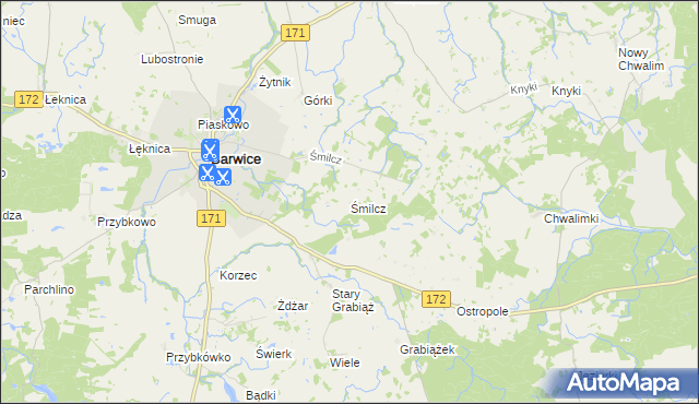 mapa Śmilcz, Śmilcz na mapie Targeo