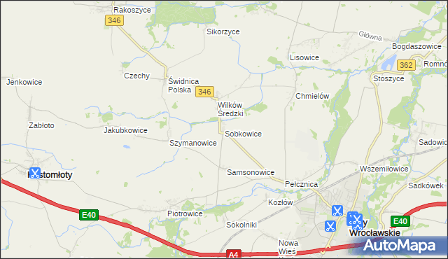 mapa Sobkowice, Sobkowice na mapie Targeo