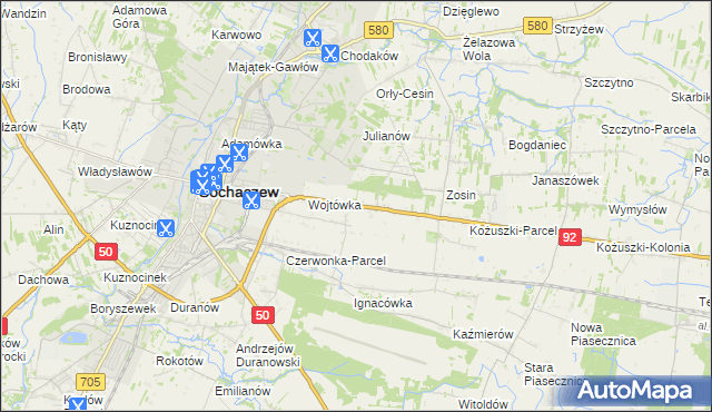mapa Sochaczew-Wieś, Sochaczew-Wieś na mapie Targeo