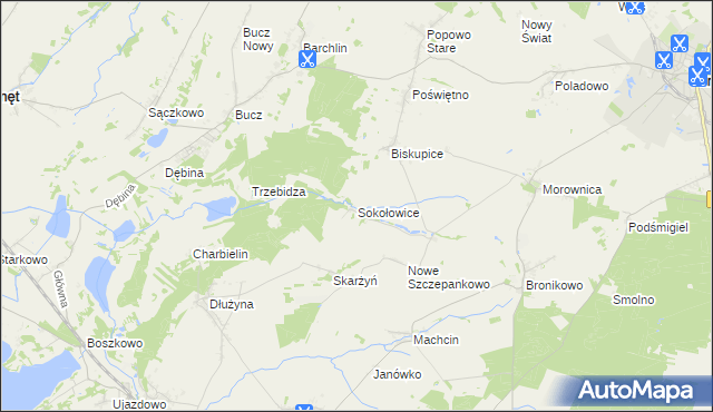 mapa Sokołowice gmina Przemęt, Sokołowice gmina Przemęt na mapie Targeo