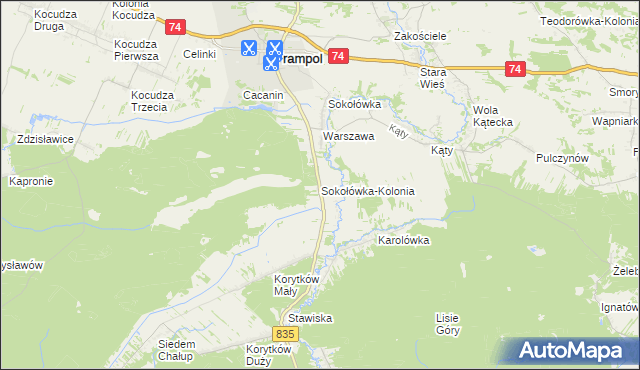 mapa Sokołówka-Kolonia, Sokołówka-Kolonia na mapie Targeo