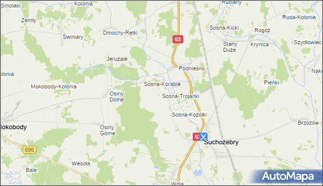 mapa Sosna-Trojanki, Sosna-Trojanki na mapie Targeo