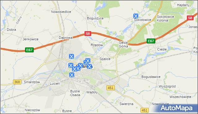 mapa Spalice, Spalice na mapie Targeo