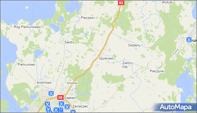 mapa Spytkowo, Spytkowo na mapie Targeo