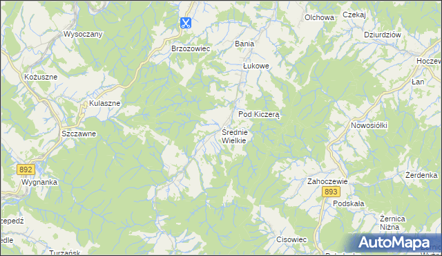 mapa Średnie Wielkie, Średnie Wielkie na mapie Targeo