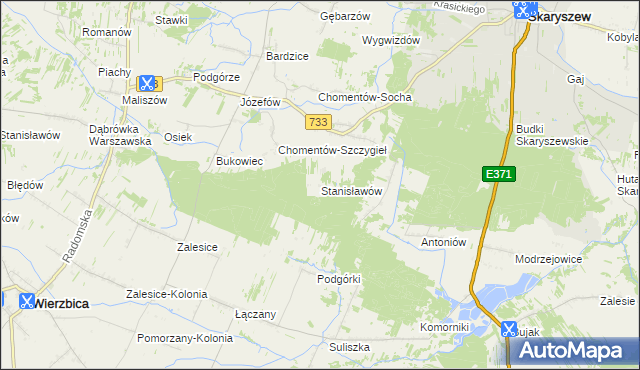 mapa Stanisławów gmina Skaryszew, Stanisławów gmina Skaryszew na mapie Targeo