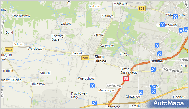 mapa Stare Babice, Stare Babice na mapie Targeo