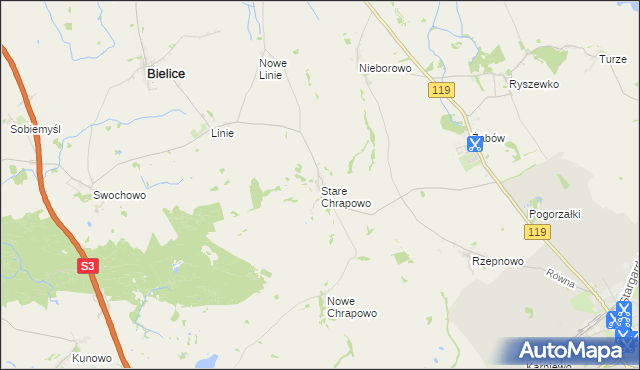 mapa Stare Chrapowo, Stare Chrapowo na mapie Targeo