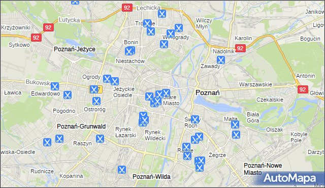 mapa Stare Miasto gmina Poznań, Stare Miasto gmina Poznań na mapie Targeo