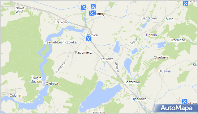 mapa Starkowo gmina Przemęt, Starkowo gmina Przemęt na mapie Targeo