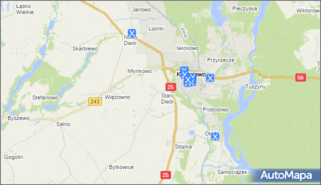 mapa Stary Dwór gmina Koronowo, Stary Dwór gmina Koronowo na mapie Targeo