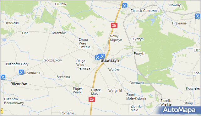 mapa Stawiszyn powiat kaliski, Stawiszyn powiat kaliski na mapie Targeo