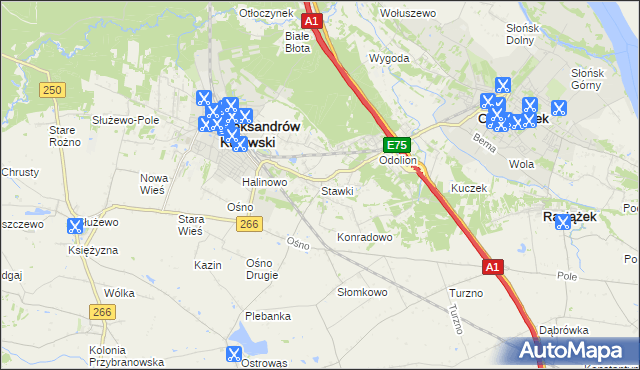 mapa Stawki gmina Aleksandrów Kujawski, Stawki gmina Aleksandrów Kujawski na mapie Targeo