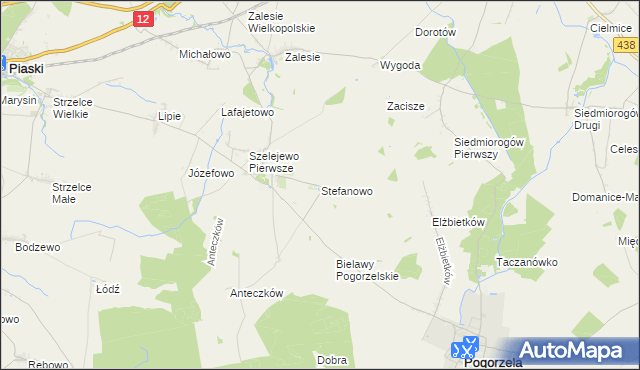 mapa Stefanowo gmina Piaski, Stefanowo gmina Piaski na mapie Targeo