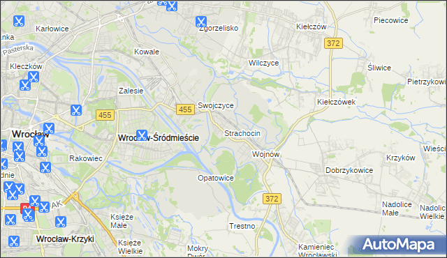 mapa Strachocin gmina Wrocław, Strachocin gmina Wrocław na mapie Targeo