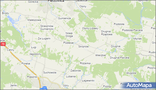 mapa Strojnów gmina Pierzchnica, Strojnów gmina Pierzchnica na mapie Targeo