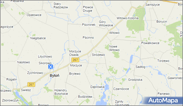 mapa Stróżewo gmina Bytoń, Stróżewo gmina Bytoń na mapie Targeo