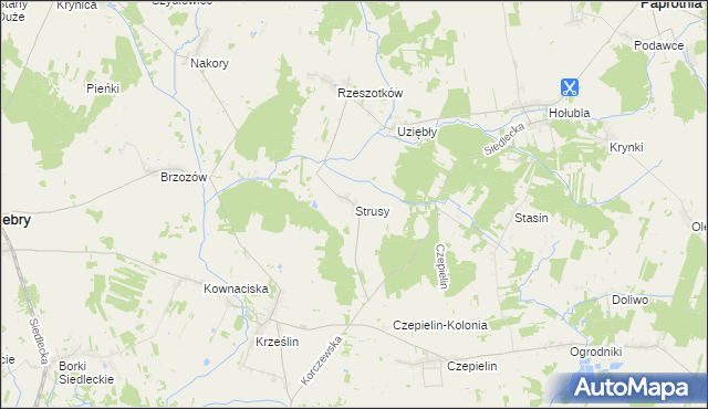 mapa Strusy, Strusy na mapie Targeo