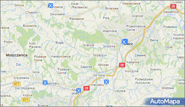 mapa Strzeszyn gmina Biecz, Strzeszyn gmina Biecz na mapie Targeo