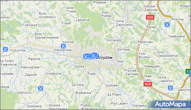 mapa Strzyżów, Strzyżów na mapie Targeo