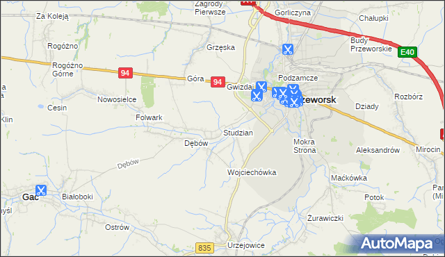 mapa Studzian, Studzian na mapie Targeo