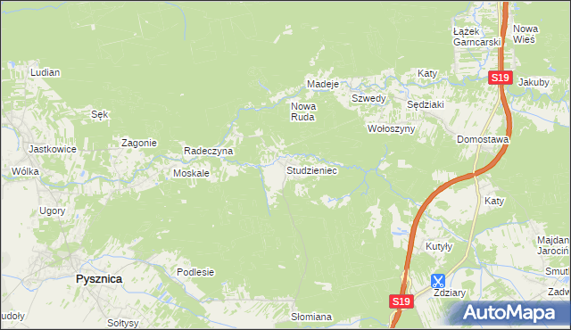 mapa Studzieniec gmina Pysznica, Studzieniec gmina Pysznica na mapie Targeo