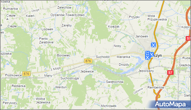 mapa Suchodół gmina Tarczyn, Suchodół gmina Tarczyn na mapie Targeo