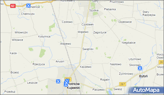 mapa Świątniki gmina Piotrków Kujawski, Świątniki gmina Piotrków Kujawski na mapie Targeo