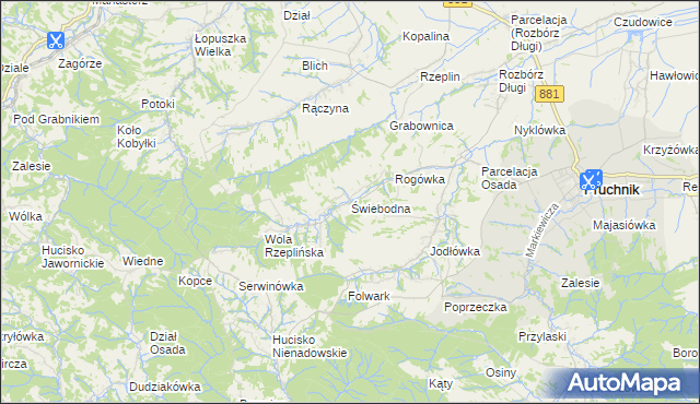 mapa Świebodna, Świebodna na mapie Targeo