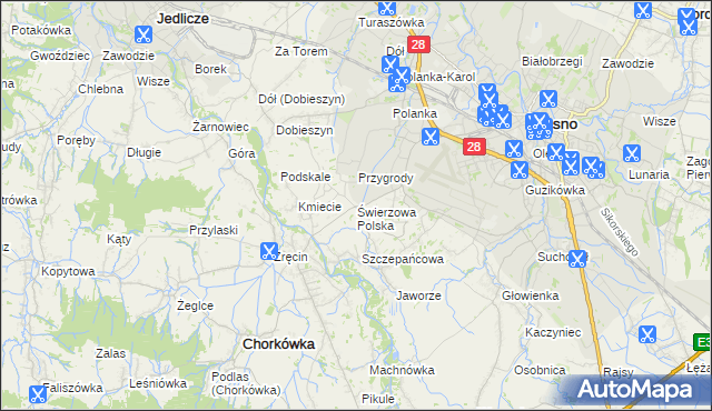 mapa Świerzowa Polska, Świerzowa Polska na mapie Targeo