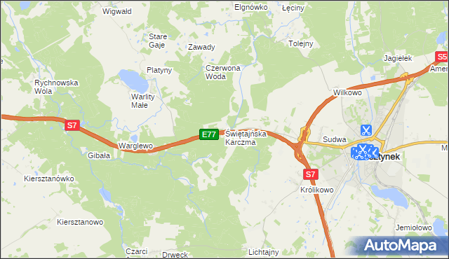 mapa Świętajńska Karczma, Świętajńska Karczma na mapie Targeo