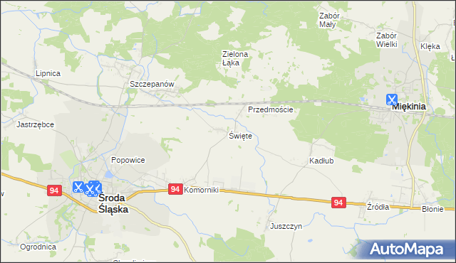 mapa Święte gmina Środa Śląska, Święte gmina Środa Śląska na mapie Targeo