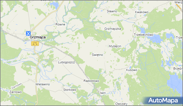 mapa Świętno gmina Grzmiąca, Świętno gmina Grzmiąca na mapie Targeo