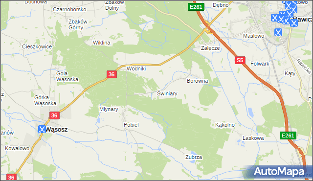 mapa Świniary gmina Wąsosz, Świniary gmina Wąsosz na mapie Targeo