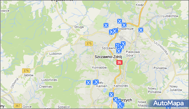 mapa Szczawno-Zdrój, Szczawno-Zdrój na mapie Targeo