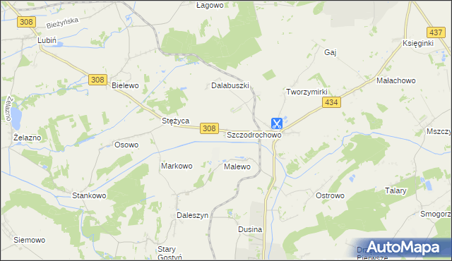 mapa Szczodrochowo gmina Gostyń, Szczodrochowo gmina Gostyń na mapie Targeo