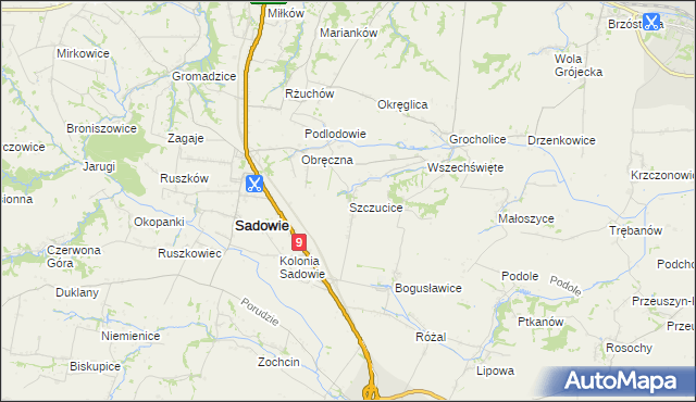 mapa Szczucice, Szczucice na mapie Targeo