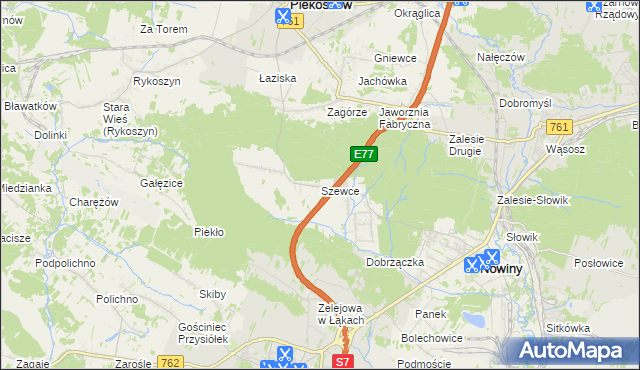 mapa Szewce gmina Sitkówka-Nowiny, Szewce gmina Sitkówka-Nowiny na mapie Targeo