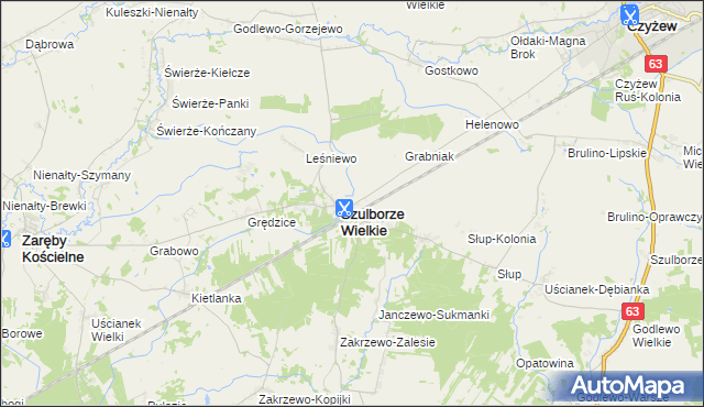 mapa Szulborze-Koty, Szulborze-Koty na mapie Targeo