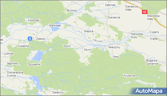 mapa Szum gmina Wołczyn, Szum gmina Wołczyn na mapie Targeo