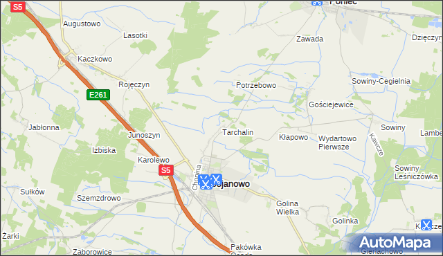 mapa Tarchalin, Tarchalin na mapie Targeo