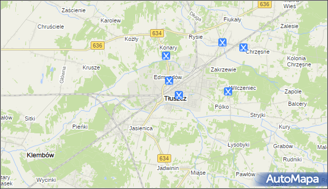 mapa Tłuszcz powiat wołomiński, Tłuszcz powiat wołomiński na mapie Targeo