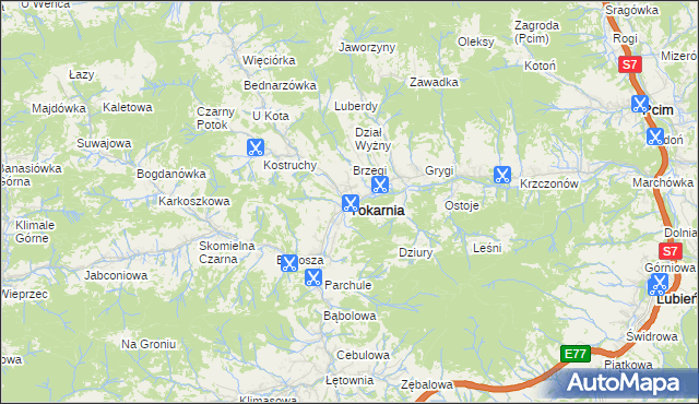 mapa Tokarnia powiat myślenicki, Tokarnia powiat myślenicki na mapie Targeo